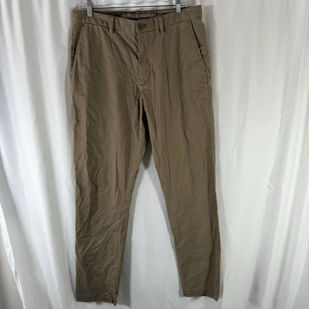 Banana Republic Lived In Chino Pants Men's 32x34 Beige Flat Front Cotton Blend